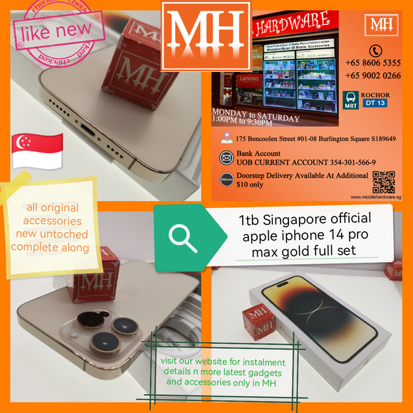 1tb Singapore official apple iphone 14 pro max gold full set