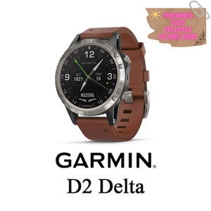 ASK PRICE PREOWNED Garmin D2 Delta Aviator Smartwatch Titanium with Brown Leather Band