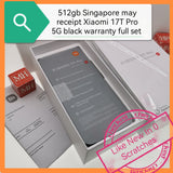 512gb Singapore May receipt Xiaomi 17T Pro 5G black warranty full set