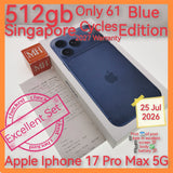 512gb 61 cycles 2027 warranty apple iphone 17 Pro Max 5G blue warranty full set