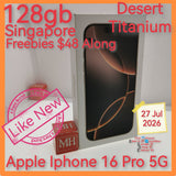 128gb $48 freebies Singapore apple iphone 16 Pro 5G desert titanium full set