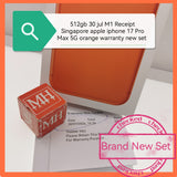 512gb 30 jul M1 Receipt Singapore apple iphone 17 Pro Max 5G orange warranty new set