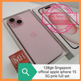 128gb Singapore official apple iphone 15 5g pink full set
