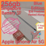 256gb Singapore apple iphone Air 5G blue with freebies warranty full set