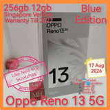 256gb 2027 Singapore Oppo Reno 13 5G blue warranty full set