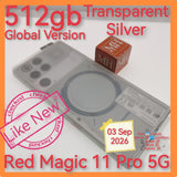 512gb global version red magic 11 pro 5g snapdragon gaming transparent silver set