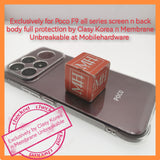 Exclusively for Poco F9 all series screen n full body protection accessories by Clasy Korea n Membrane Unbreakable at Mobilehardware