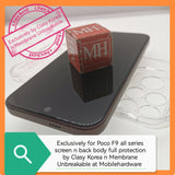 Exclusively for Poco F9 all series screen n full body protection accessories by Clasy Korea n Membrane Unbreakable at Mobilehardware