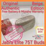Original Authentic Jabra Elite 75T Buds beige with 6 months battery warranty set