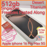512gb Singapore apple iphone 16 Pro Max 5G desert titanium full set