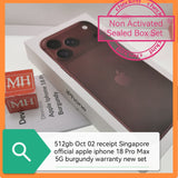 512gb oct 2 receipt Singapore apple iphone 18 Pro Max 5G burgundy warranty new set