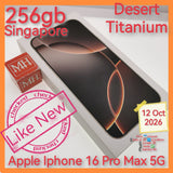 256gb Singapore official apple iphone 16 Pro Max 5G desert titanium full set