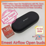 EMEET Airflow Open Ear Headphones with Mic, Zoom Certified,True Wireless Headsets with Detachable Microphone, ENC+VoiceCore 2.0 Noise Cancelling, Bluetooth 5.3,Multi-Point, Wireless Earbuds for Work