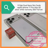 512gb dual nano sim apple iphone 17 Pro Max 5G silver white 2027 warranty full set