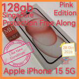 128gb Singapore apple iphone 15 5g Pink protection free along full set