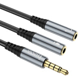 Hoco. UPA21 2-in-1 3.5mm Audio Adapter Braided Cable (male to 2-female) 25cm