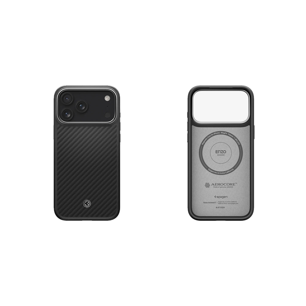 Spigen Funda Para IPhone 17 Pro MAX, Enzo Aramid T MagFit Compatible Con MagSafe - Black Silver