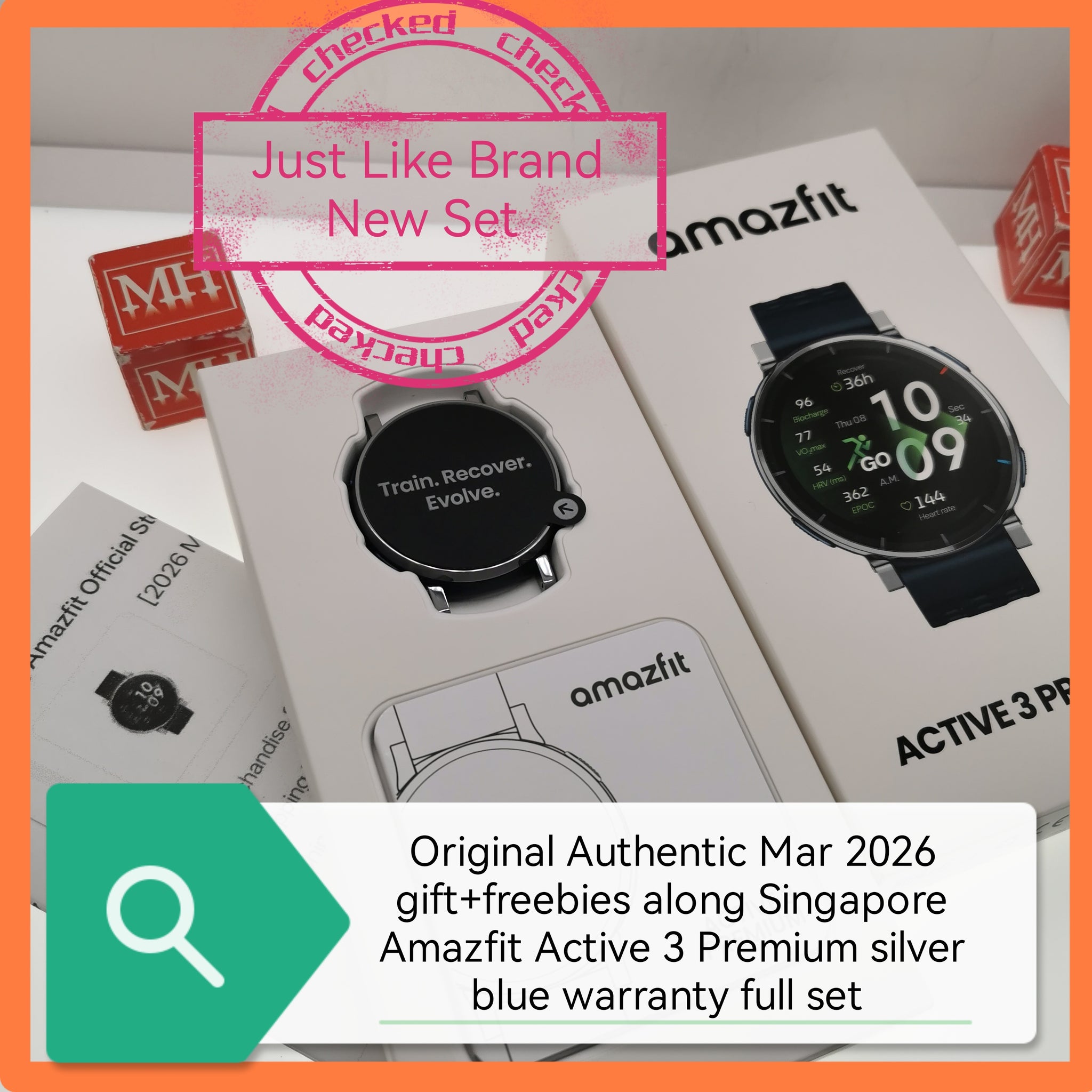 Authentic Set Active Label Original Authentic 2026 gift+freebies Amazfit active 3 Premium silver ...