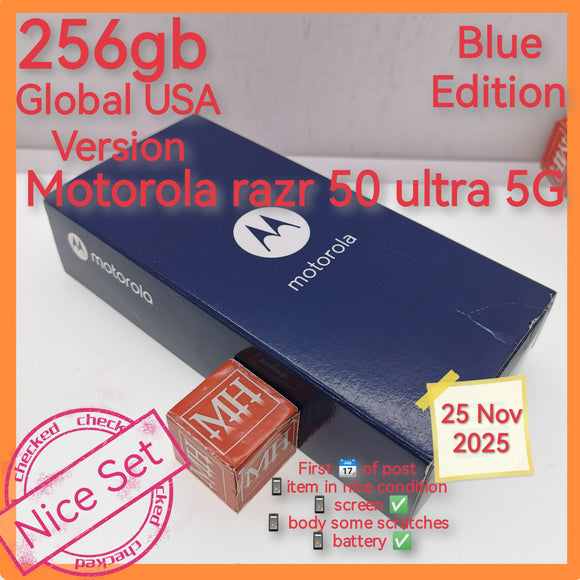 256gb Global USA Motorola Moto razr 50 ultra 5G snapdragon blue foldable set