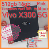 512gb 2026 April Singapore official Vivo X300 5G pink warranty full set