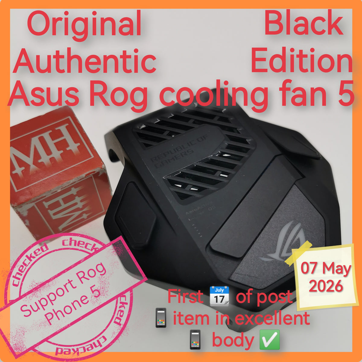 Original Authentic Asus Rog cooling fan 5 black with standing set ...