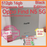 512gb Singapore official Oppo Find N5 5G Fold black snapdragon hasselblad camera warranty full set