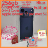 256gb Nov gift+$48 freebies 8 cycles Singapore apple iphone 17 pro max 5g blue warranty full set