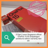 512gb 2 years warranty Singapore OnePlus 15 5G Snapdragon sandstone edition warranty new set