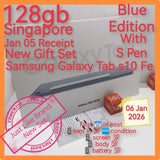 128gb Jan 06 new gift set Singapore Samsung Galaxy Tab s10 Fe wifi blue with s pen warranty full set