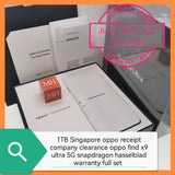 1tb official receipt Singapore oppo Find X9 Ultra 5G black snapdragon hasselblad warranty full set