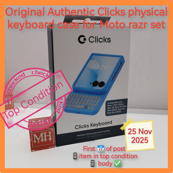 Original Authentic Clicks physical keyboard for Moto razr series blue set