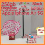 256gb jan 2026 gift+freebies 💯 🔋 in 30 cycles Singapore apple iphone Air 5G black warranty full set