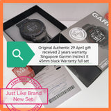 Original Authentic April 29 gift 2 years Singapore Garmin Instinct E 45mm black Warranty full set