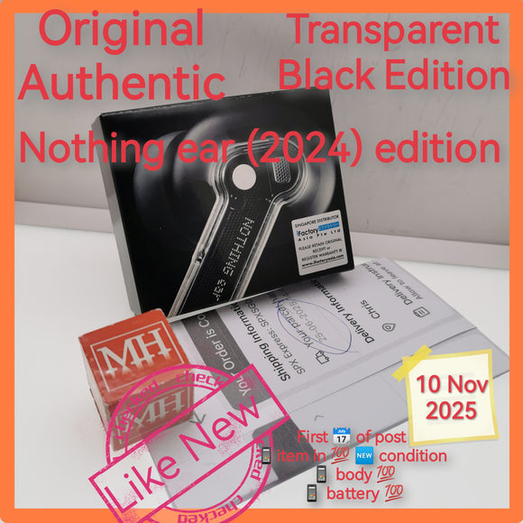 Original authentic nothing ear (2024) edition transparent black warranty full set