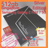 512gb Singapore official Samsung Galaxy Z Fold 7 5G snapdragon silver foldable warranty full set