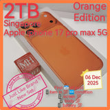 2tb Singapore official apple iphone 17 pro max 5g orange warranty full set