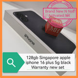 128gb Singapore apple iphone 16 plus 5g black Warranty new set