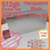 512gb global version red magic 9 pro 5g snapdragon gaming transparent black full set