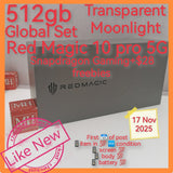 Freebies+512gb global set red magic 10 pro 5g transparent moonlight snapdragon gaming full set
