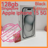 128gb Singapore apple iphone 15 5G black warranty new sealed set