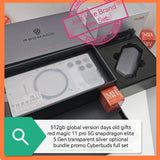 512gb global version days old gifts red magic 11 pro 5G snapdragon elite 5 Gen transparent silver optional bundle promo Cyberbuds full set