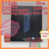512gb with freebies Singapore official Samsung Galaxy z fold 6 5G blue snapdragon foldable full set