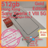 512gb hong kong with freebies Sony Xperia 1 VIII 5G Mark 8 gold snapdragon support esim full set