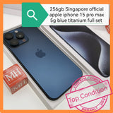 256gb Singapore official apple iphone 15 pro max 5g blue titanium full set