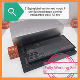 512gb global version red magic 9 pro 5g snapdragon gaming transparent black full set