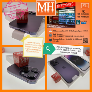 Singapore official warranty 100% battery official apple iphone 14 pro max 256gb purple warranty full set