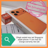 256gb sealed Singapore apple iphone 17 pro max 5g orange warranty new set