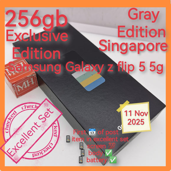256gb exclusive color gray Singapore Samsung Galaxy z flip 5 5g foldable full set