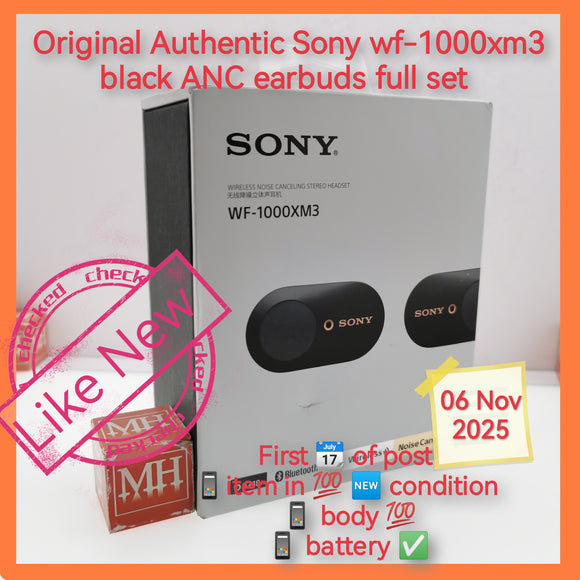 Original Authentic Sony wf-1000xm3 black ANC earbuds full set