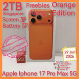 2tb 2027 warranty Singapore apple iphone 17 Pro Max 5G orange with freebies warranty full set